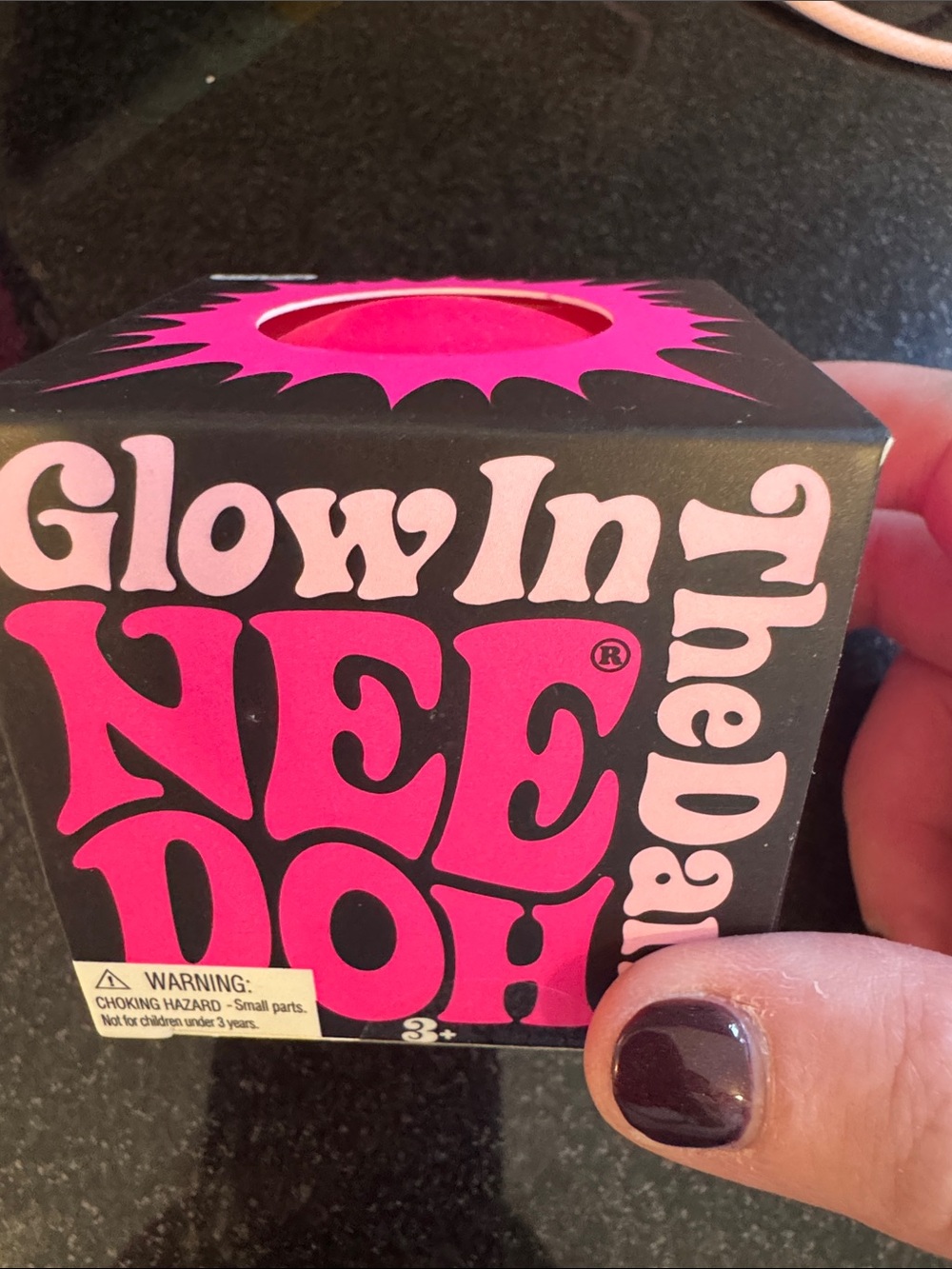 NIB NeeDoh Glow In The Dark Squish Ball- Neon Pink